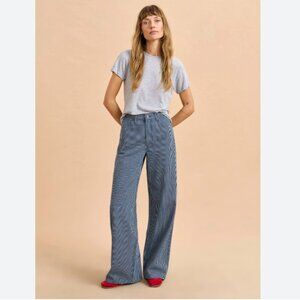 La Ligne Isadora High-Rise Railroad Stripe Wide-Leg Jeans 26